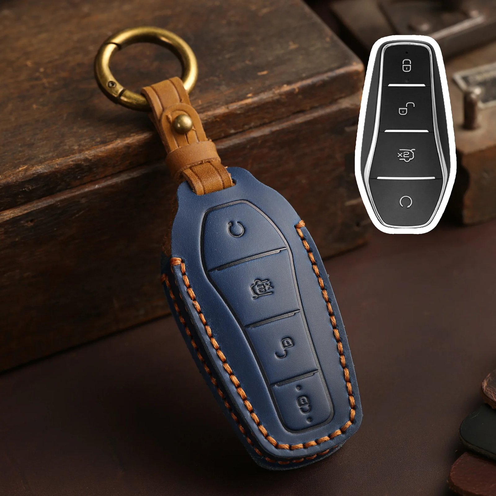 Leather Key Fob Case for BYD Han/Tang/Qin/Song/Yuan/Dolphin