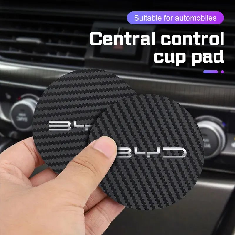 Premium BYD Leather Car Cup Coasters 2PCS Anti-Slip