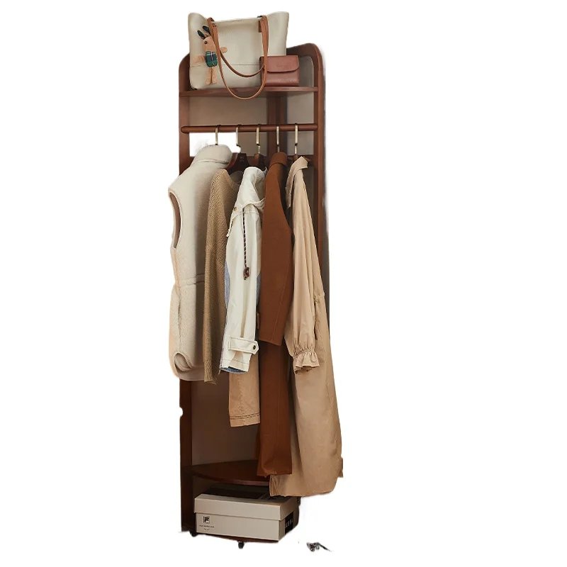 Space-Saving Solid Wood Floor-to-Ceiling Coat Rack