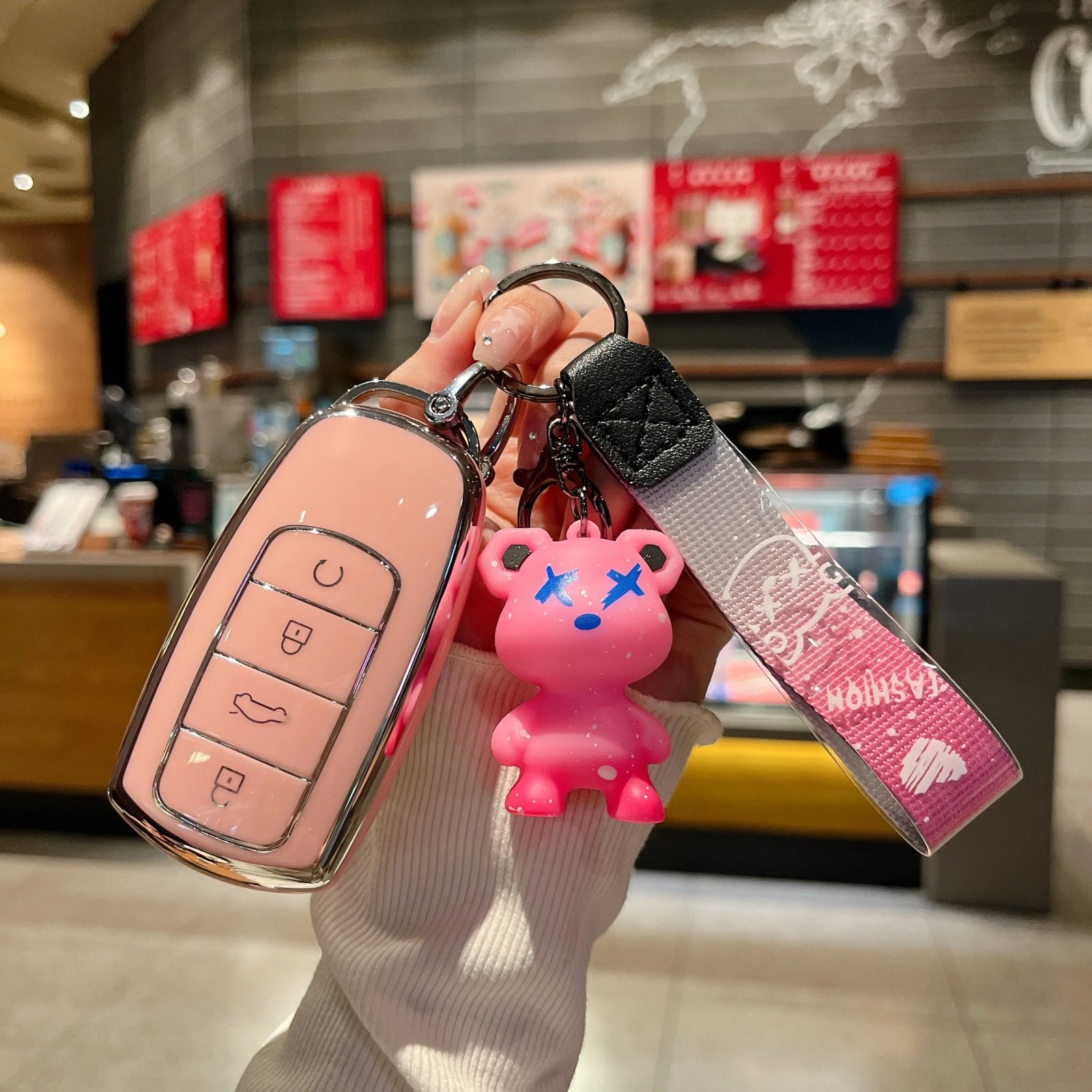 Pink 4-Button Silicone Key Fob Case for BYD Atto 3/Han