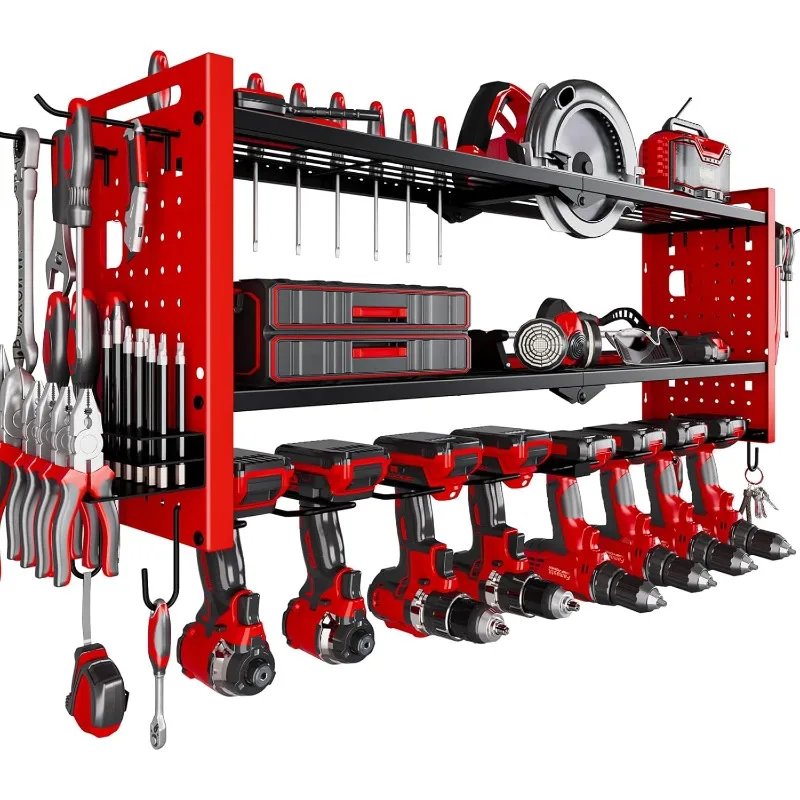 Heavy-Duty Wall Mount Power Tool Organizer 8-Drill 3-Tier