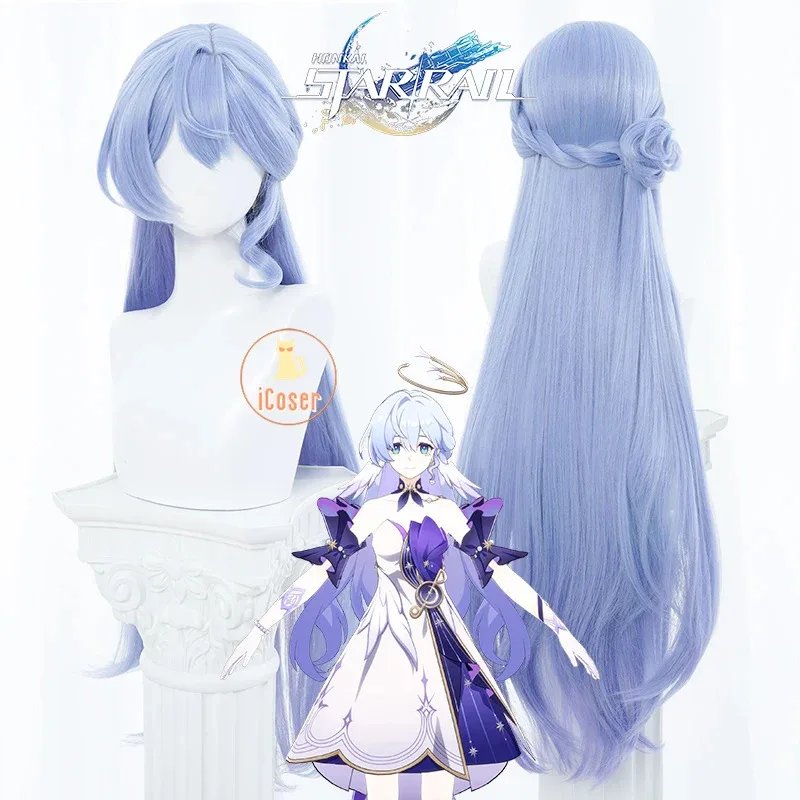 Robin Honkai Star Rail Cosplay Wig 100cm Blue Wings