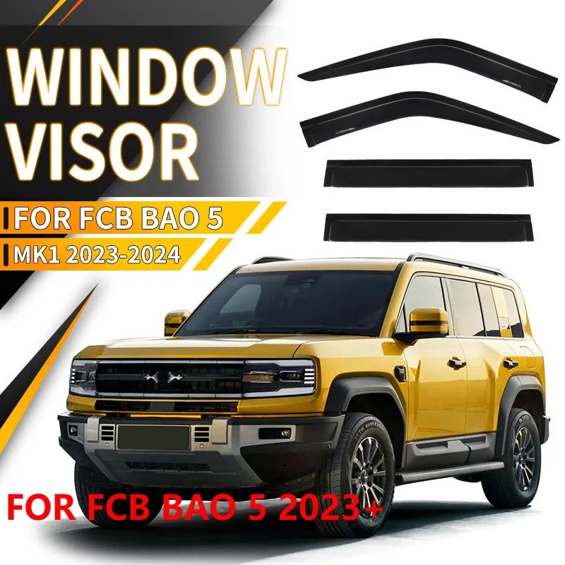 4-Piece Black Window Visors Rain Deflectors for BAO 5 2023+