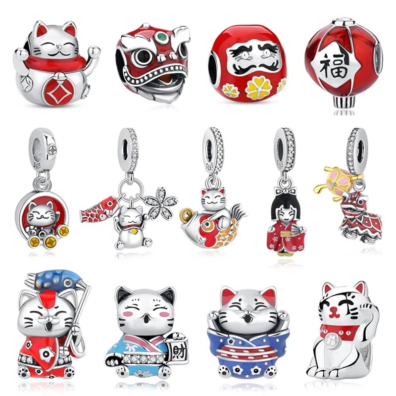 925 Sterling Silver Lucky Cat Charm Bead – Chinese New Year