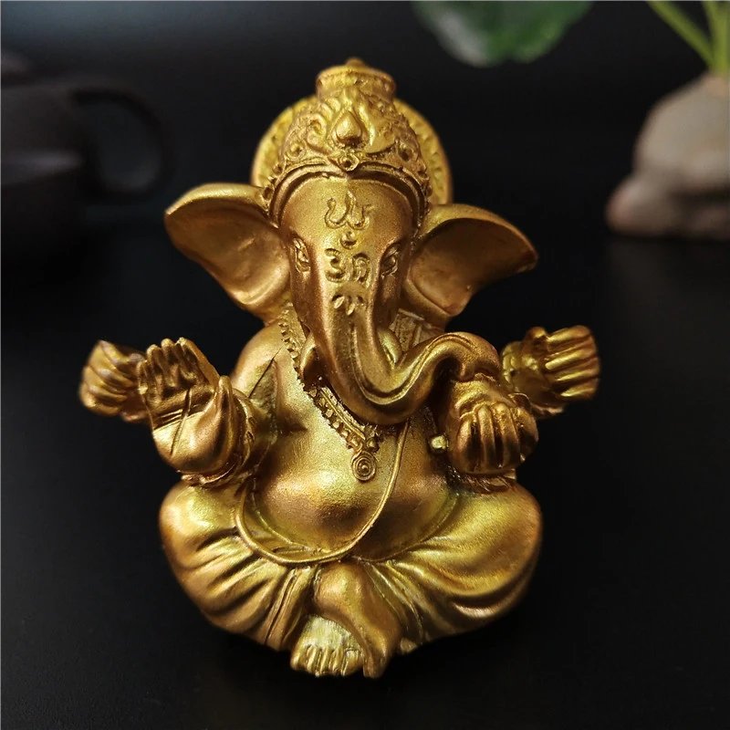 Gold Lord Ganesha Elephant Statue – Stone Home Decor