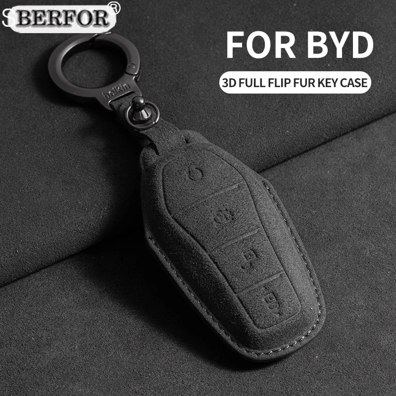 Premium Suede Key Fob Cover for BYD Tang, Han, Atto 3