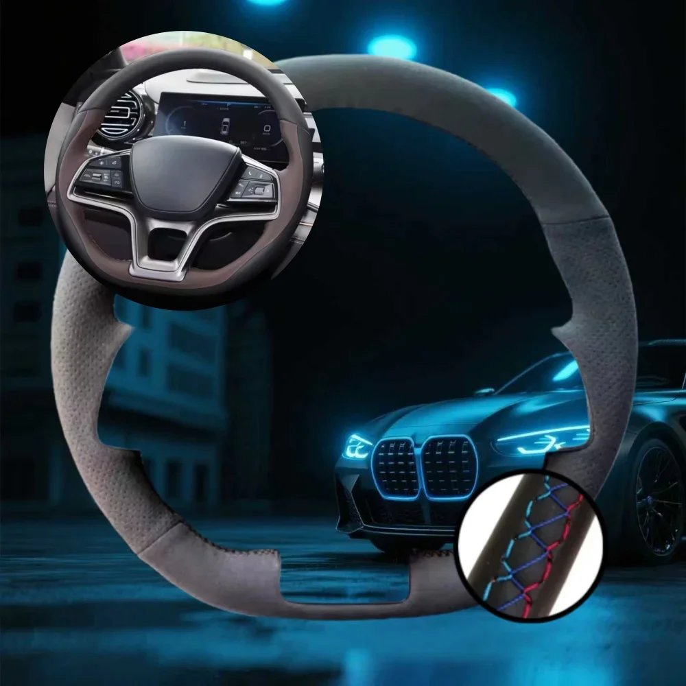 Custom Hand-Sewn Steering Wheel Cover for BYD Song/Qin Plus