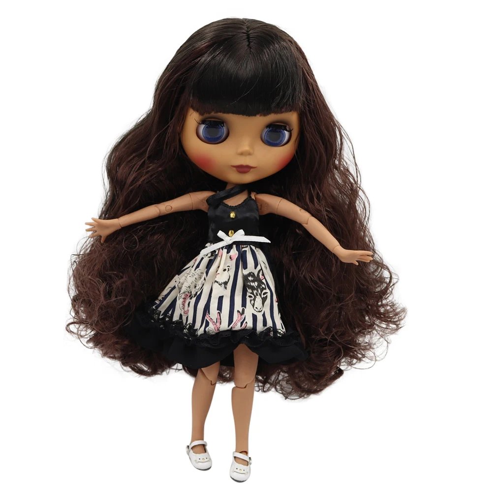 ICY DBS Blythe – Black Skin, Matte Face, Black-Brown Hair