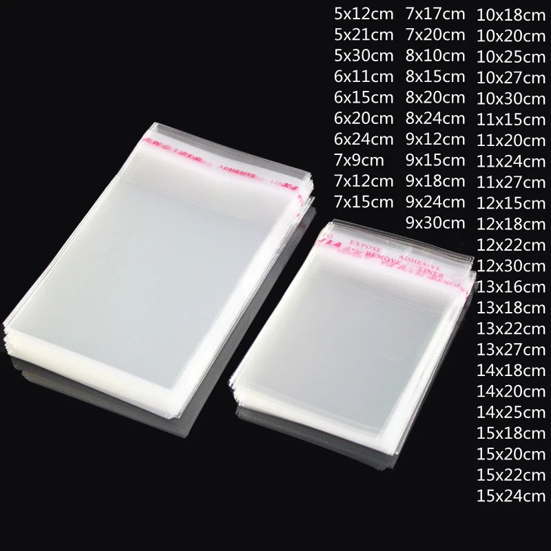 100-Pack Clear Self-Adhesive Resealable OPP Bags