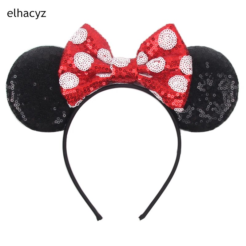 Chic 2025 Disney Sequin Minnie Mouse Ears Headband Bow