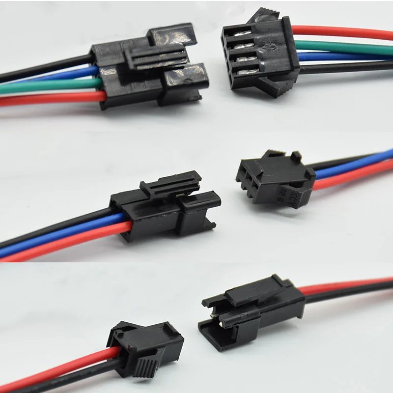 10pcs JST 2/3/4pin LED Connectors 15cm MF for WS2811/WS2812