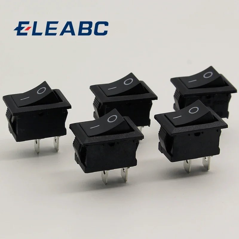 5-Pack Black Mini Snap-In Rocker Switch 2-Pin 110-250V