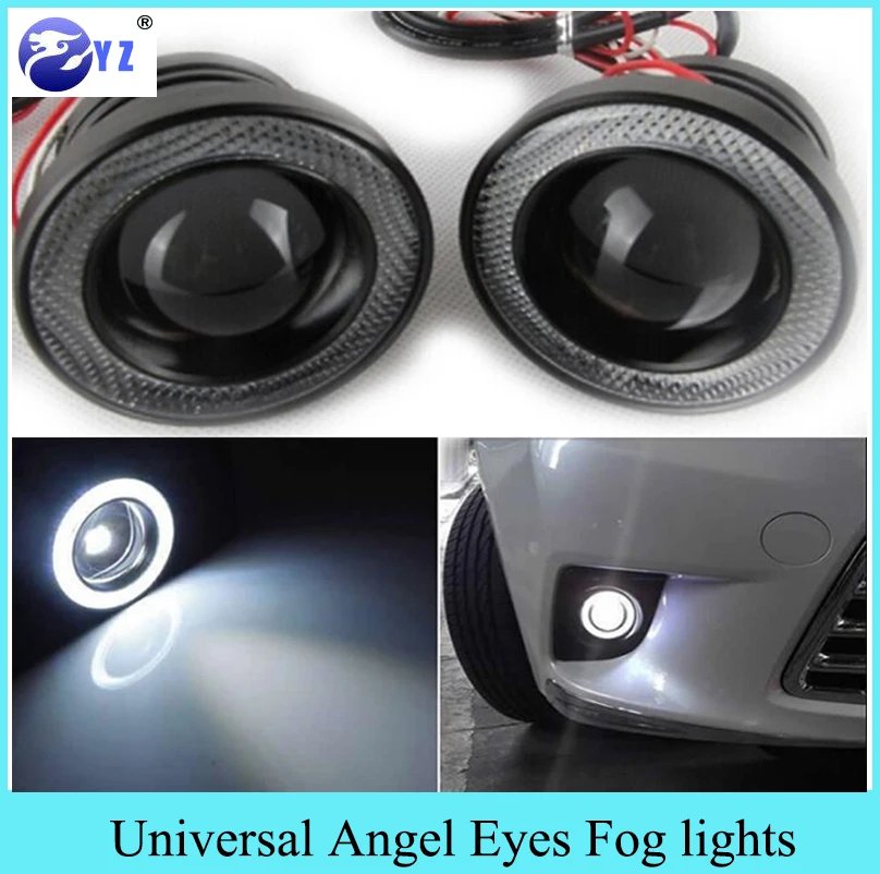 Universal Car COB LED Angel Eye DRL Fog Lights 64/76/89mm