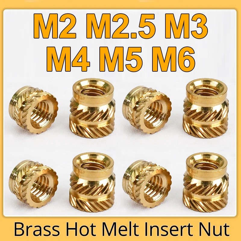 Brass Heat-Set Knurled Inserts M2-M6 for 3D Printers