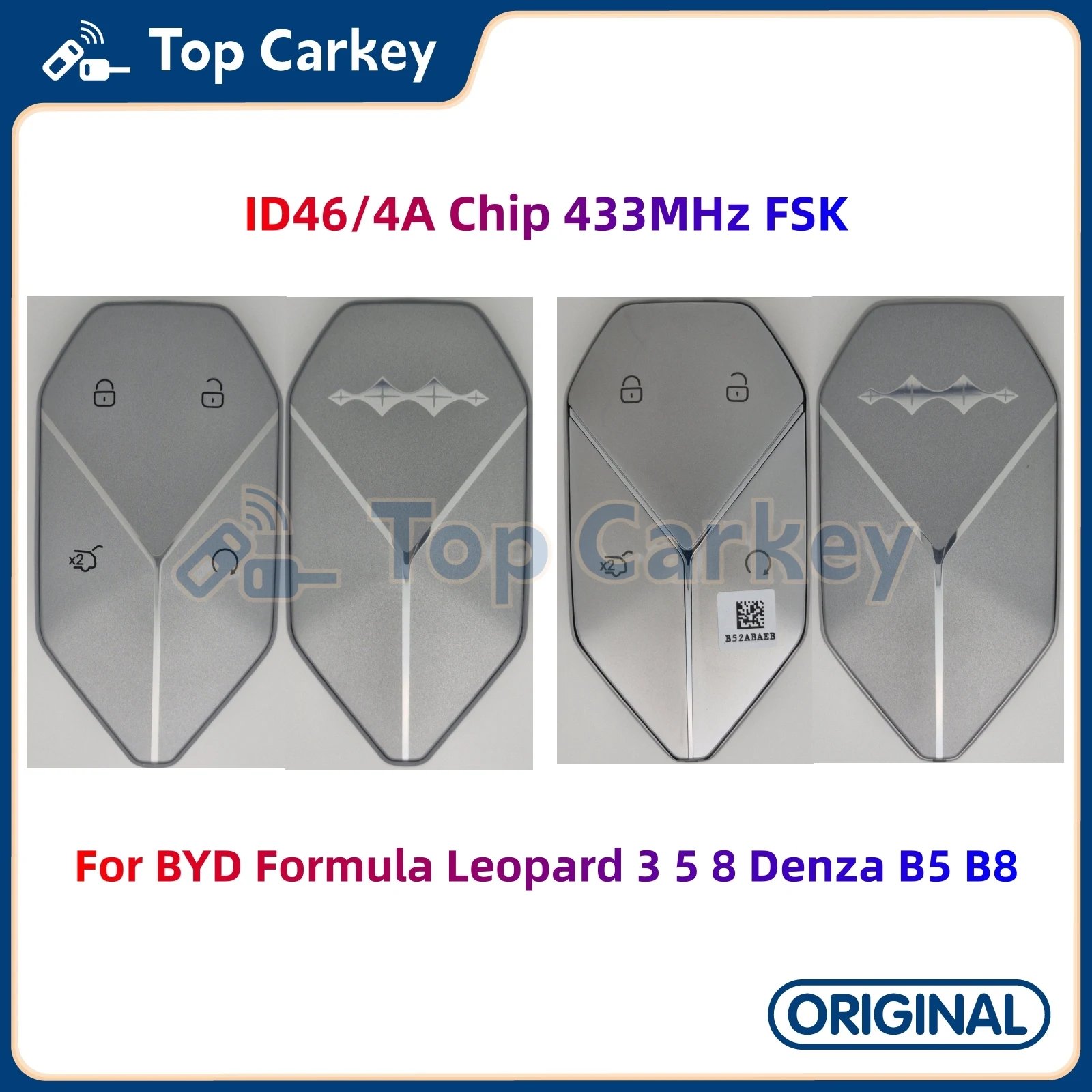 TopCarkey Original OEM Key Fob 433MHz ID46/4A for BYD