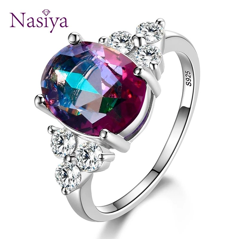 925 Sterling Silver Oval Zircon Women’s Wedding Ring