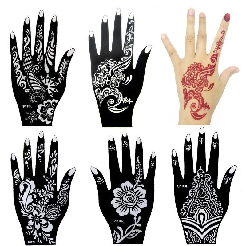10pcs Adhesive Reusable Henna Mehndi Stencils (5 Pairs)