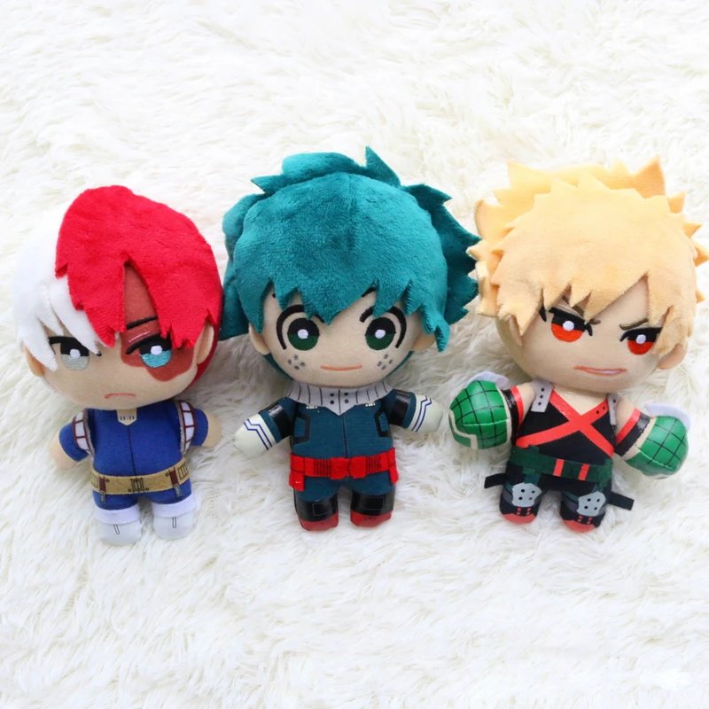 15cm My Hero Academia Plush Charm – Deku, Bakugo, Todoroki
