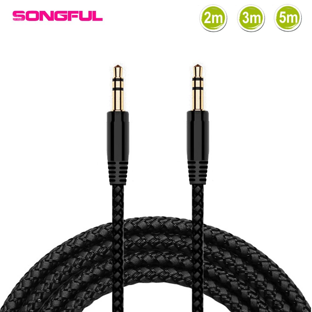 3.5mm Male-to-Male Braided Aux Extension Cable (2/3/5m)
