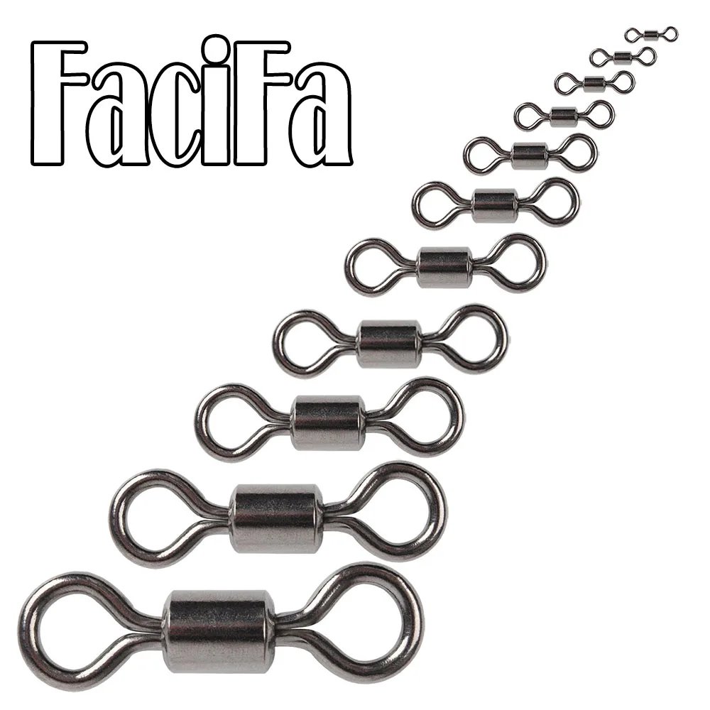 50-Pack Stainless Steel Bearing Snap Swivels for Fishing