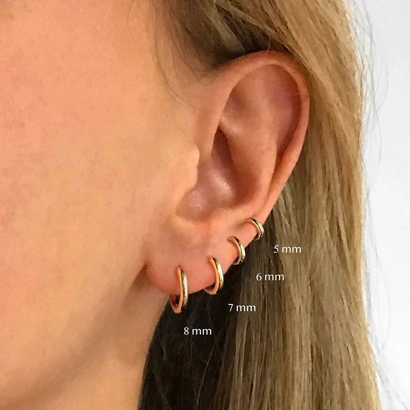 925 Sterling Silver Rose Gold Mini Hoop Earrings Gift