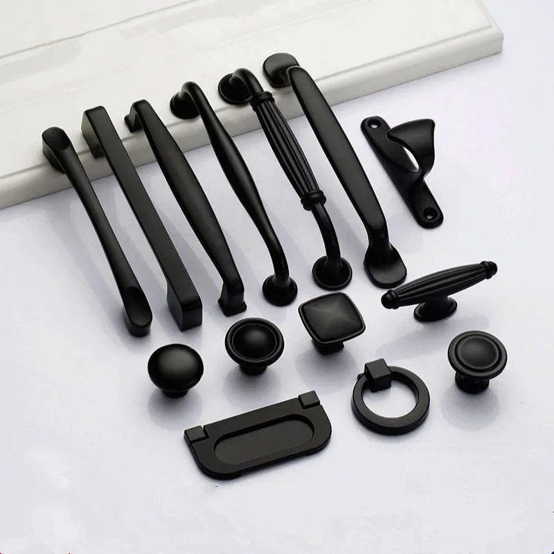 Black Aluminum Alloy Cabinet Handles & Drawer Pulls