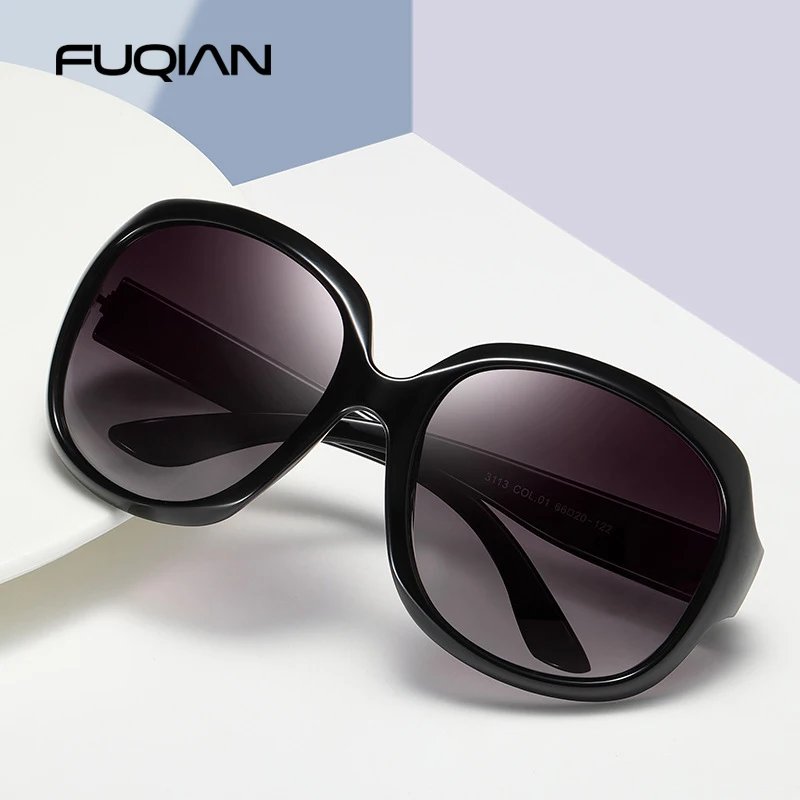 Vintage Oversized Polarized Round Sunglasses for Women