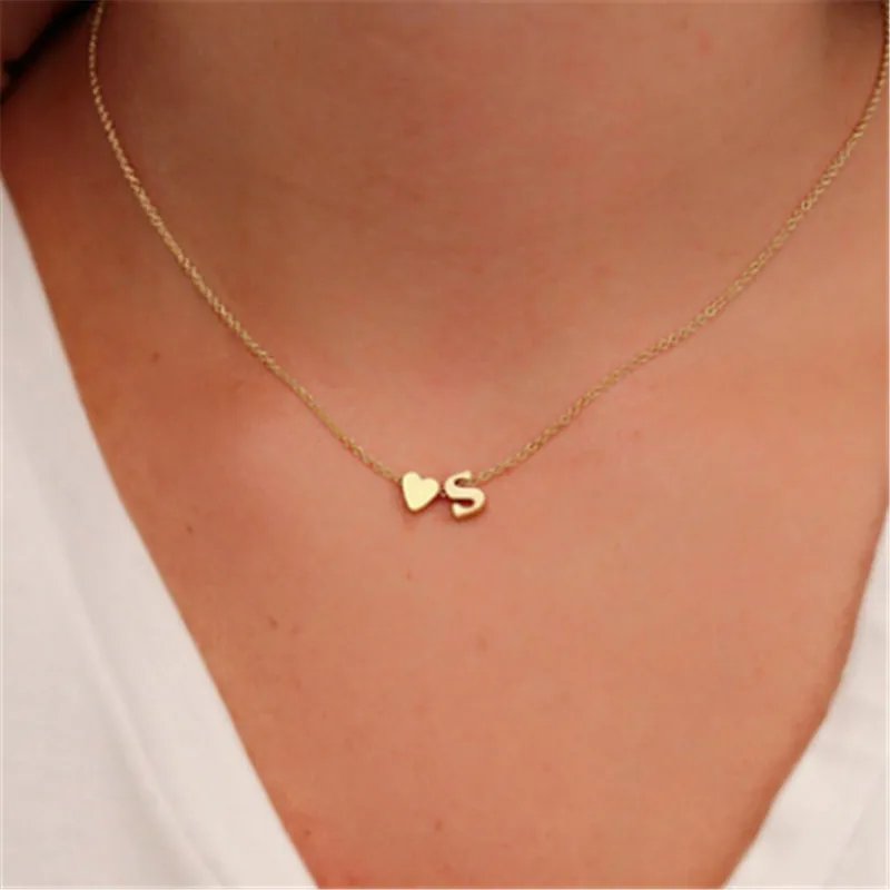 Dainty Heart Initial Necklace – Personalized Gift for Her