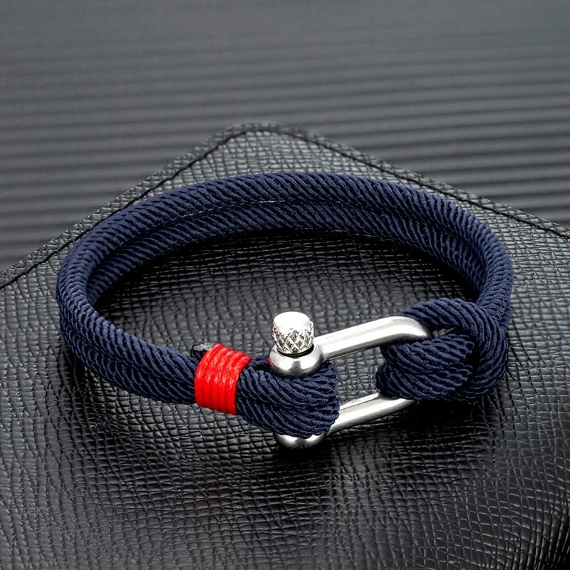 Unisex Nautical Survival Rope Bracelet – Double U-Shackle