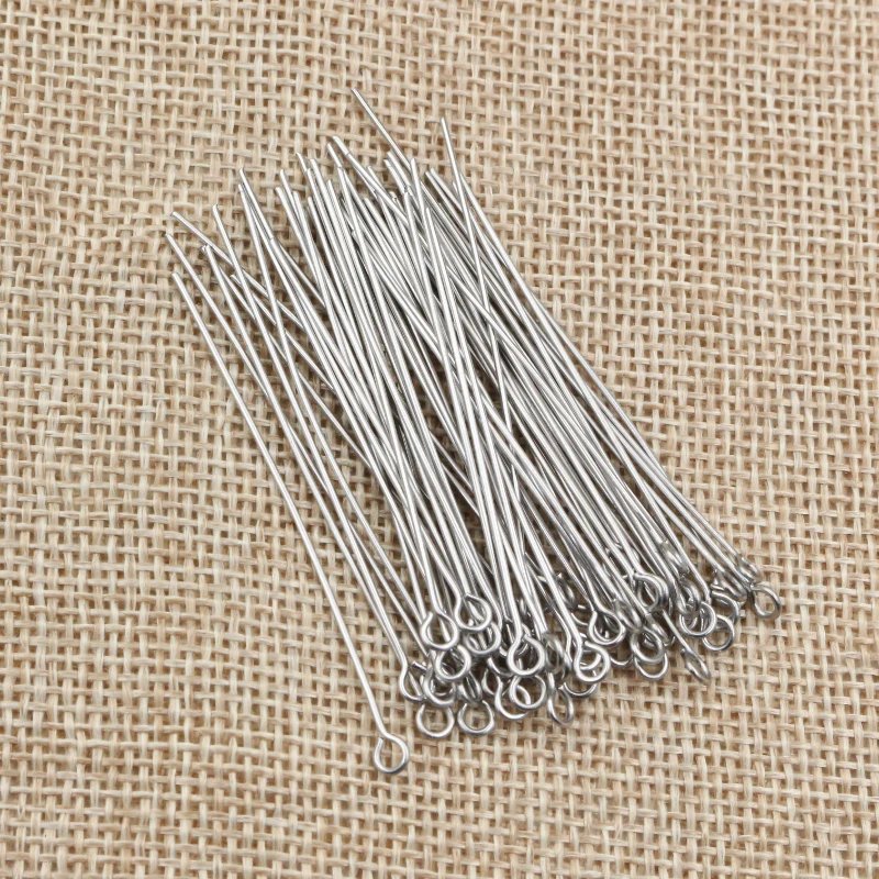 100pcs Stainless Steel Eye Pins for Jewelry 20/30/35/40/70mm