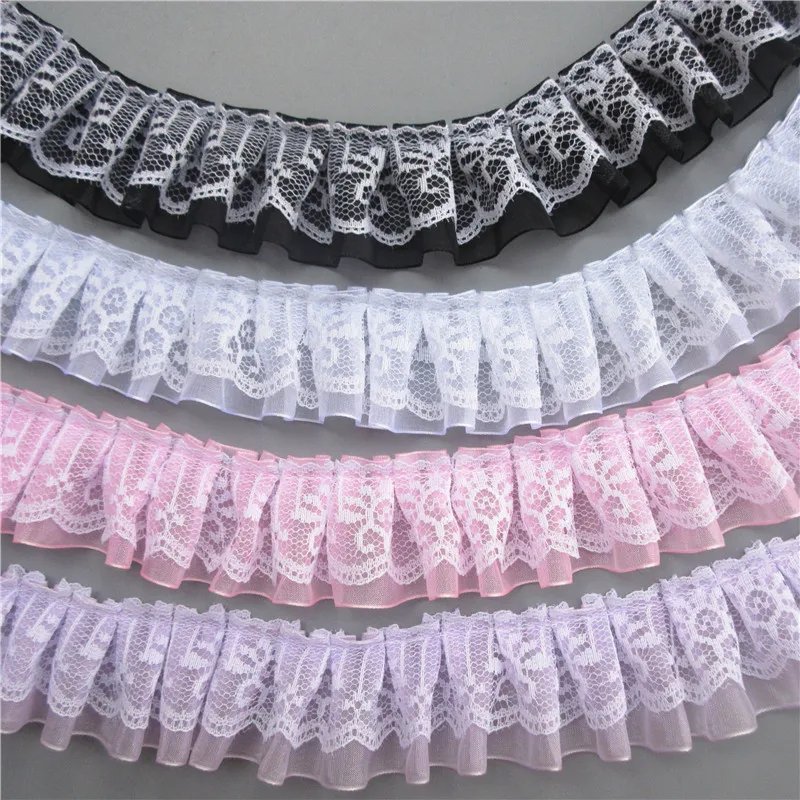 4cm Pleated Organza Lace Trim Ribbon for Dress – 2 Yards