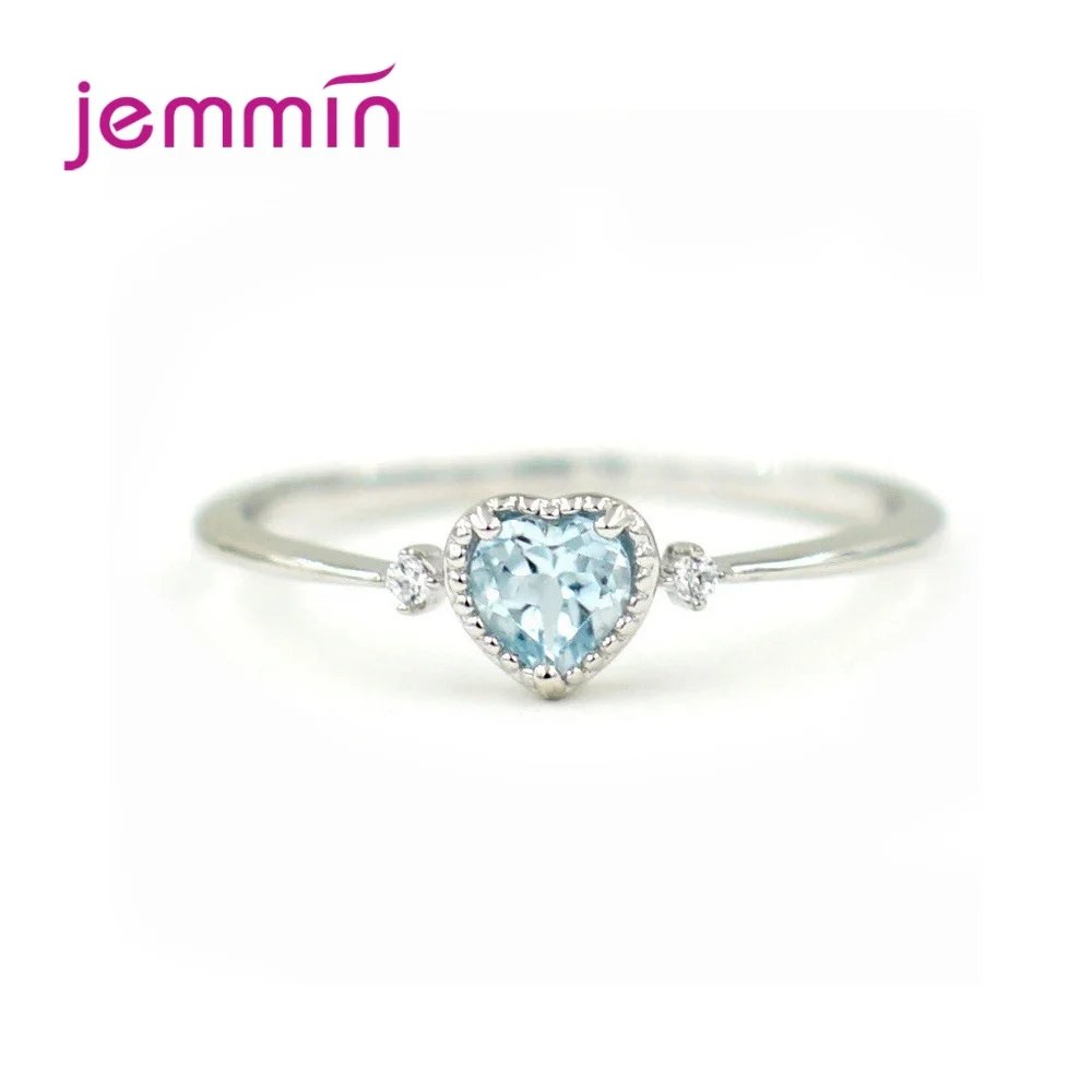 925 Sterling Silver Light Blue Heart Ring – Gift for Her