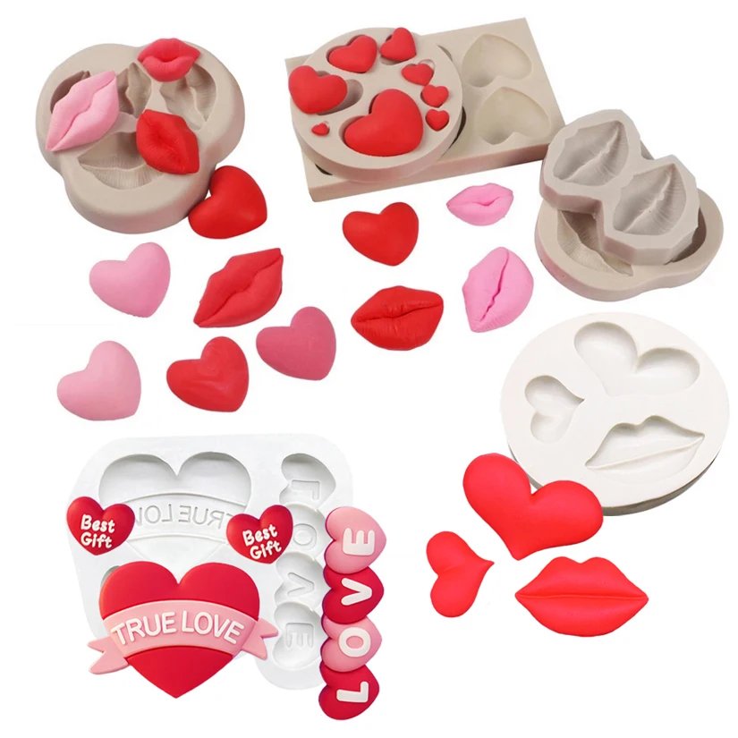 Silicone Lip, Heart & LOVE Mold for Fondant & Chocolate