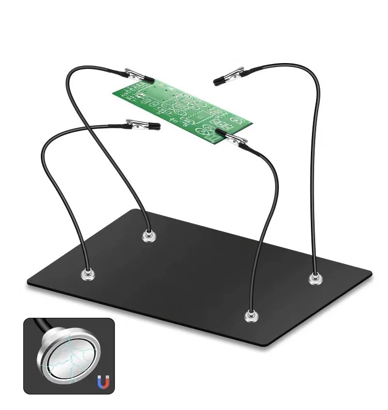 Universal Magnetic PCB Soldering Clamp with Alligator Clips
