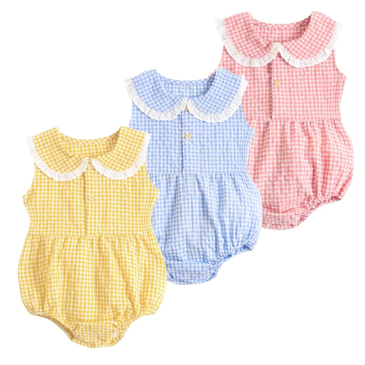 Sanlutoz Cotton Plaid Sleeveless Baby Girl Bodysuit