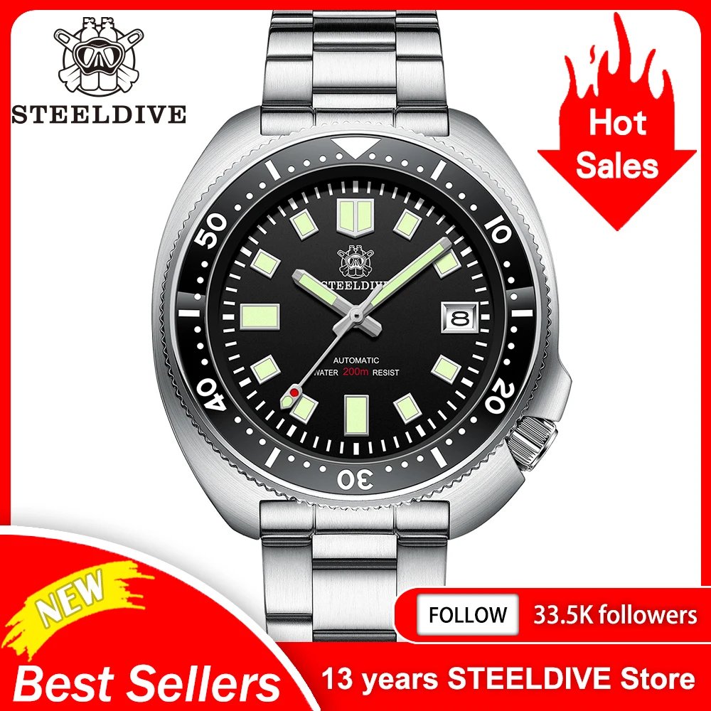 Steeldive SD1970 44mm NH35 Auto Dive Watch 200M Sapphire
