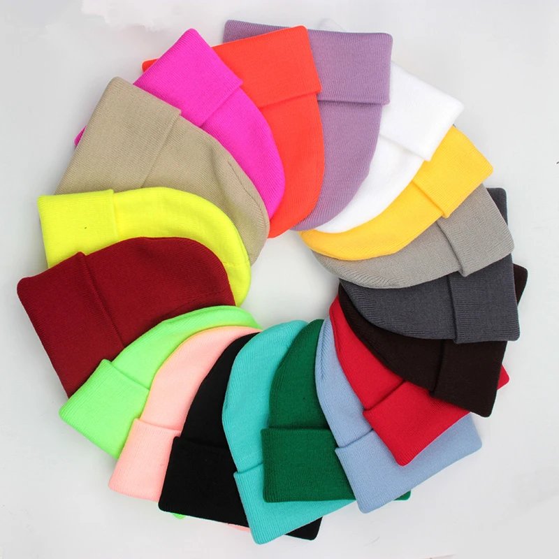 Unisex Wool-Blend Beanie – Soft Warm Knit Cap (24 Colors)