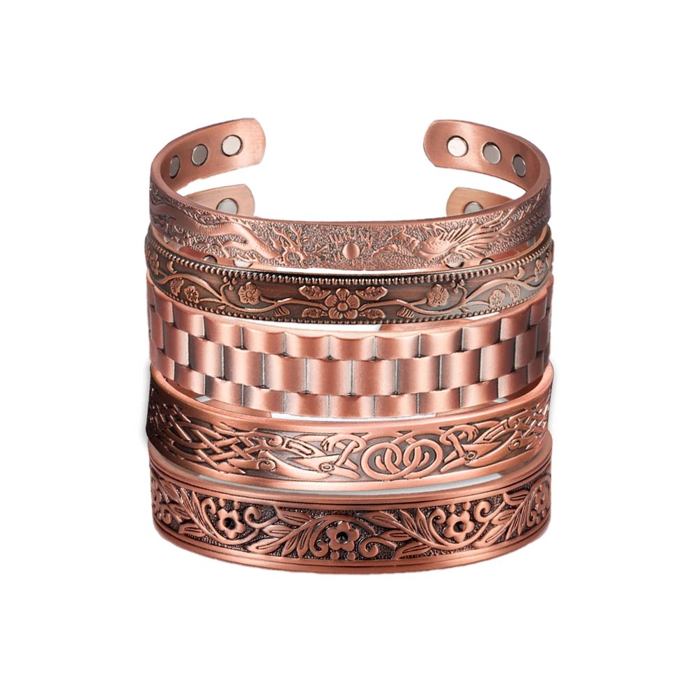 Vintage Copper Magnetic Cuff – Adjustable Unisex