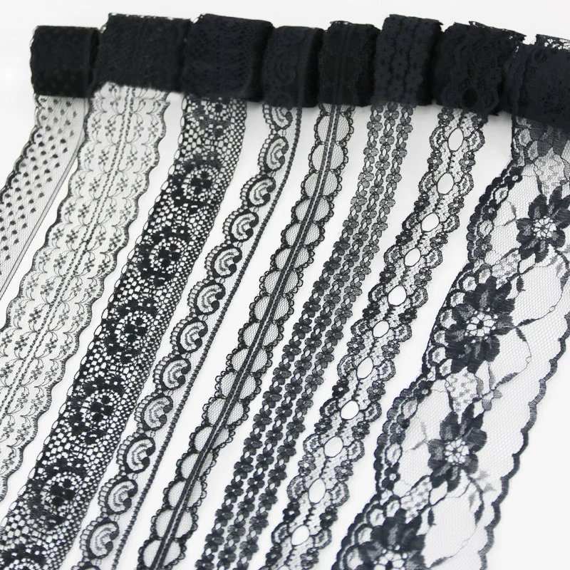 10-Yard Black Lace Fabric Ribbon Roll for Gift Wrapping