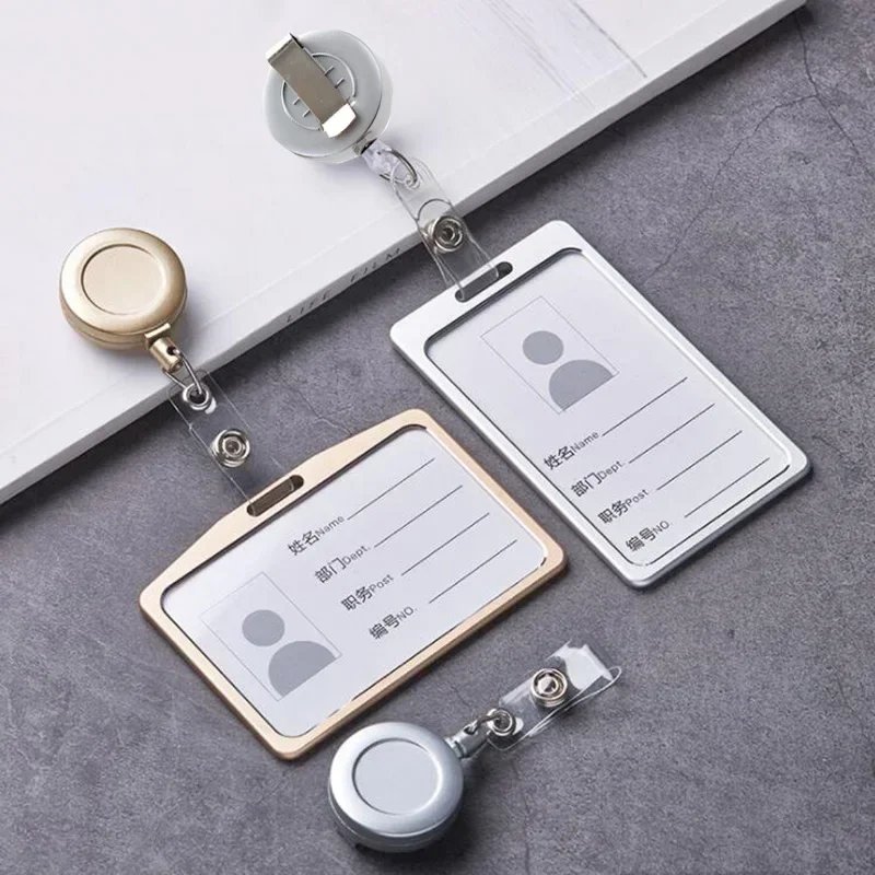 Aluminum Alloy ID Card Holder with Retractable Badge Reel