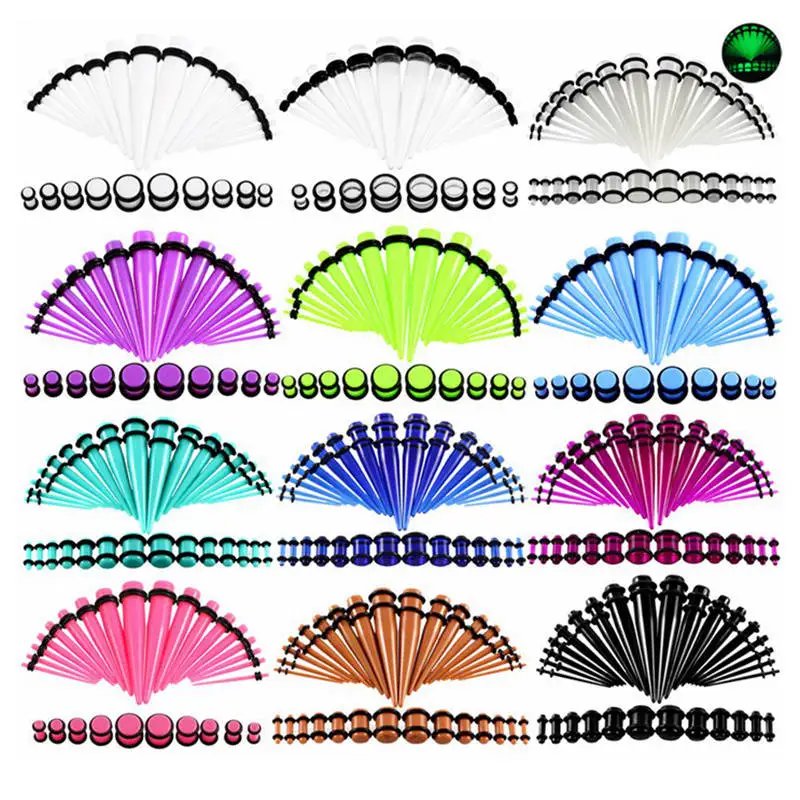36-Piece Acrylic Ear Gauge Taper & Plug Kit 14G-00G