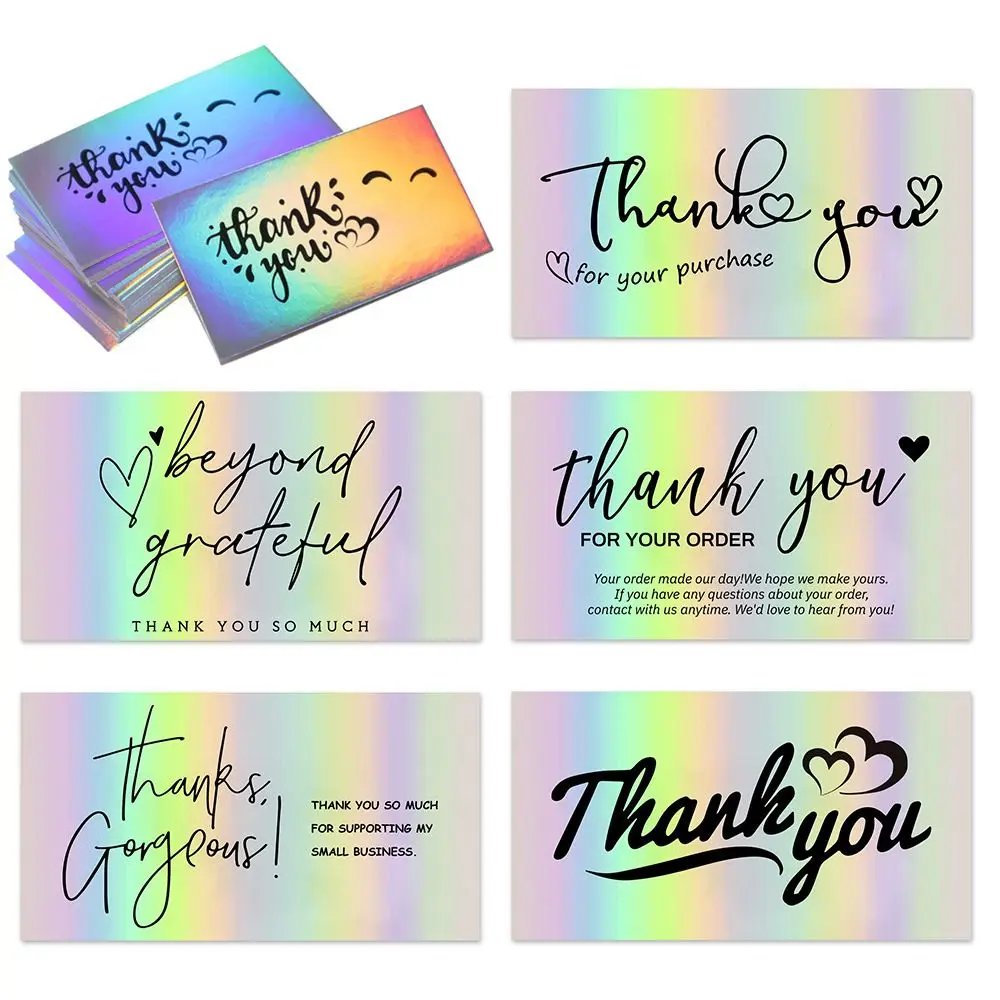 50-Pack Reflective Thank You Cards – Support Small Business
