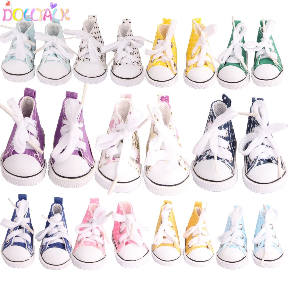 5cm Polka Dot Canvas Shoes for Nancy Doll – 12 Colors