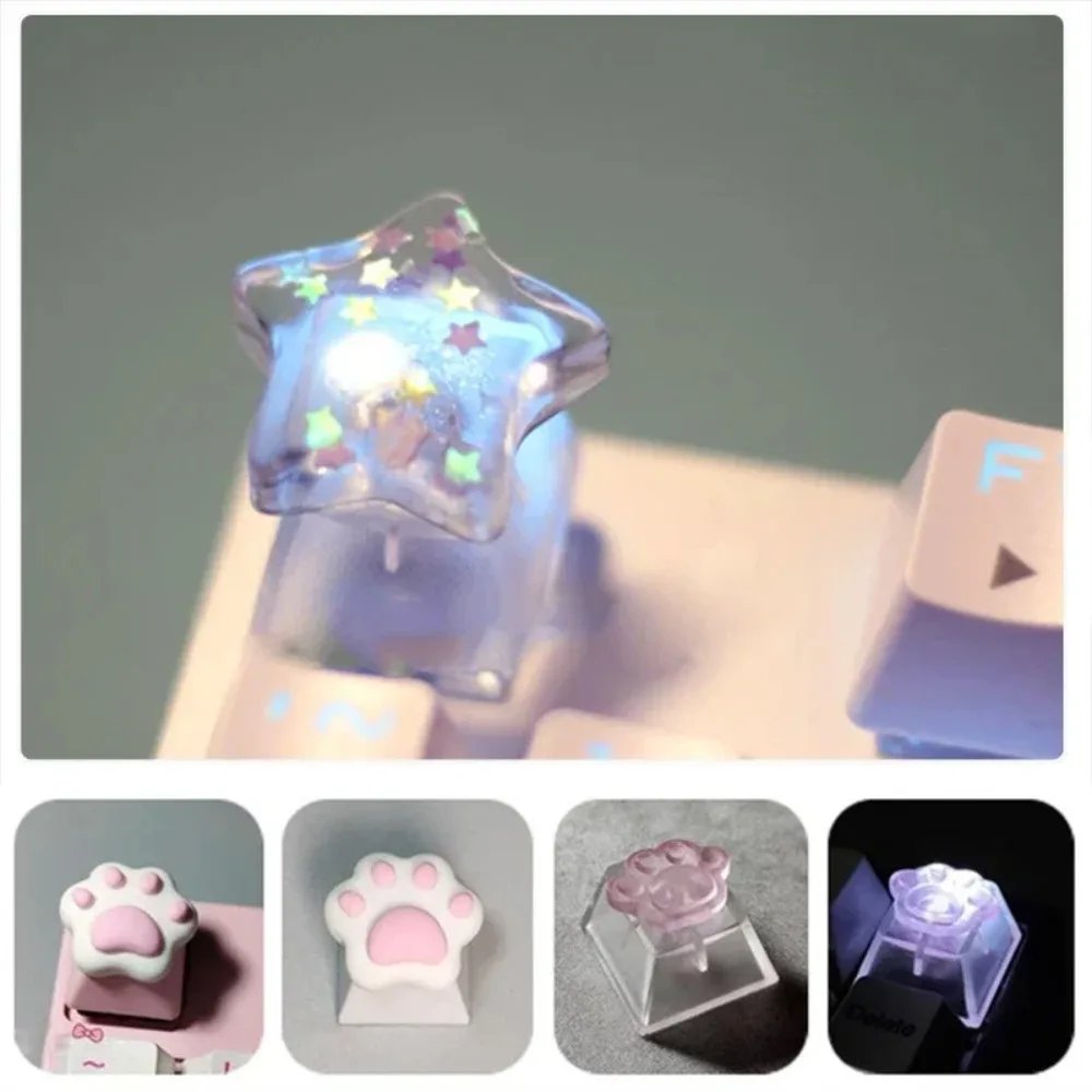 Backlit Cat Paw Star Keycap for Cherry MX (R4 Height)