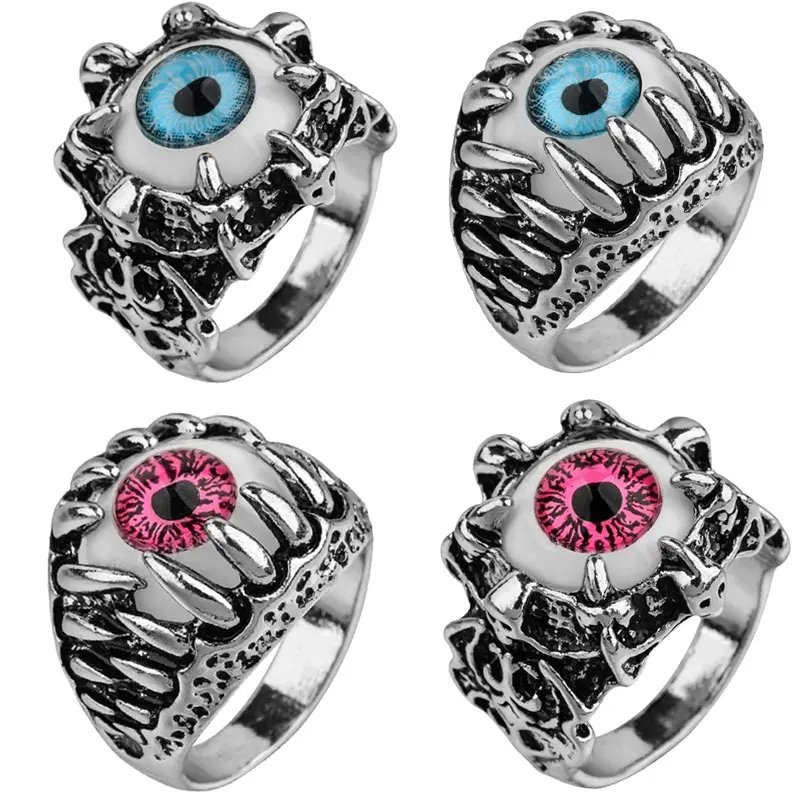 Men’s Vintage Dragon Claw Skull & Evil Eye Ring