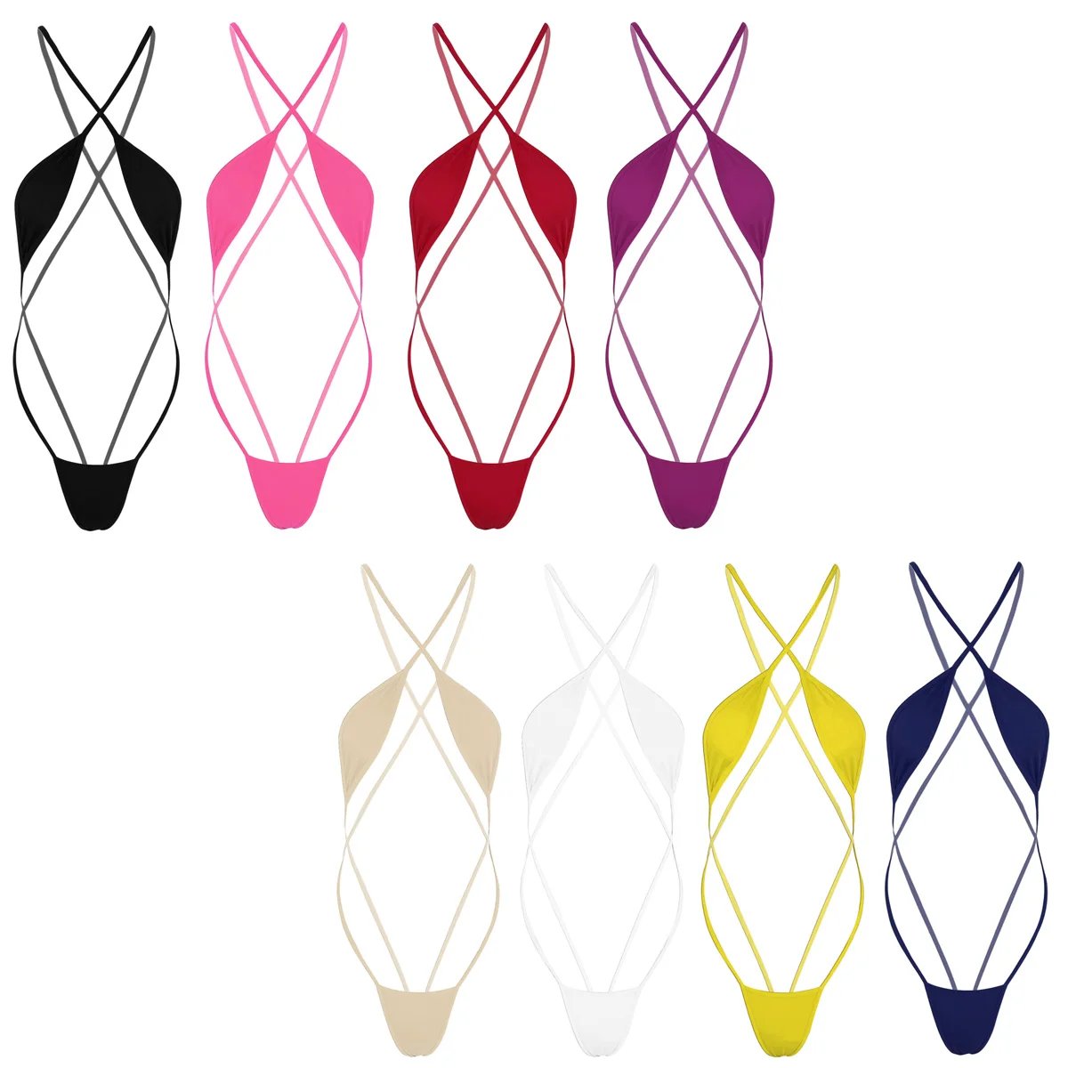 Women’s Strappy Criss-Cross Backless Micro Bikini