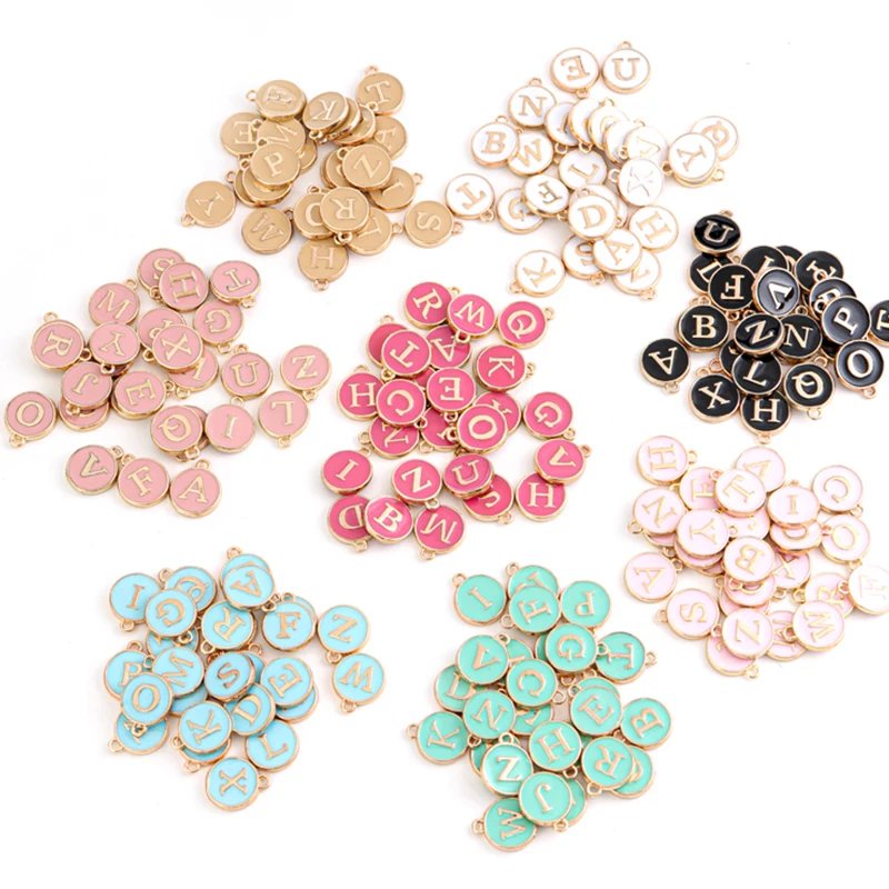 12x14mm Enamel A-Z Initial Charms for DIY Jewelry