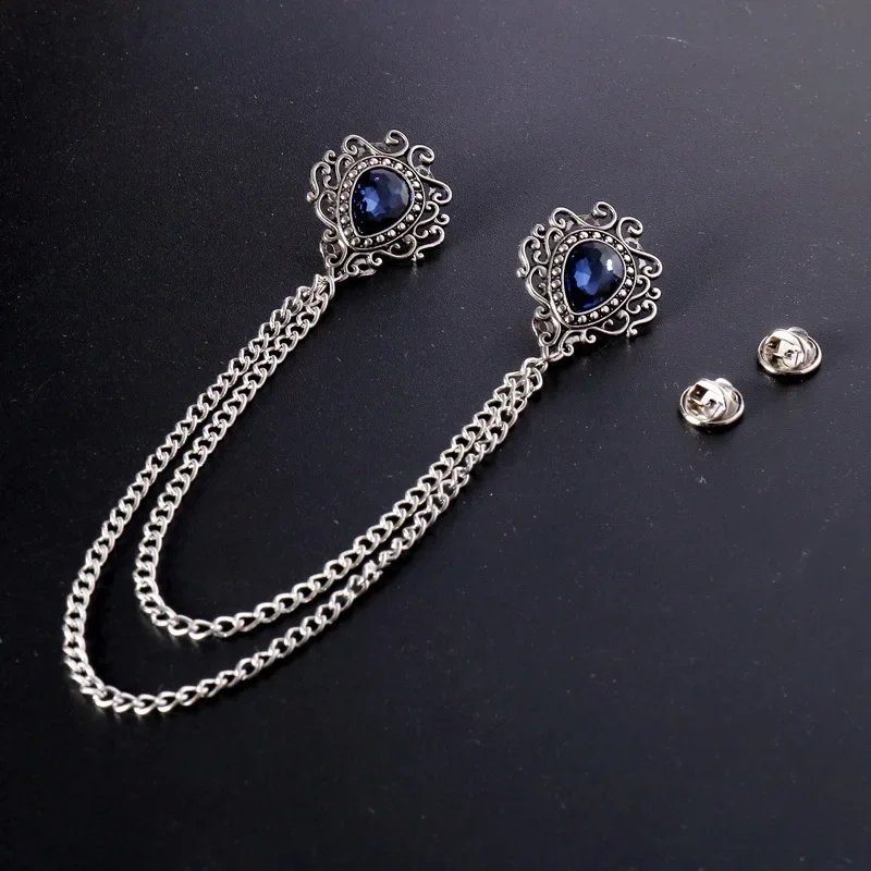 Vintage Rhinestone Tassel Brooch Lapel Pin for Men