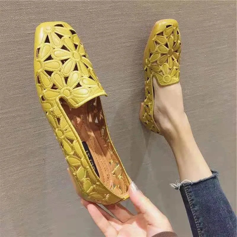 Women’s Embroidered Square-Toe Slip-On Loafers (35-42)