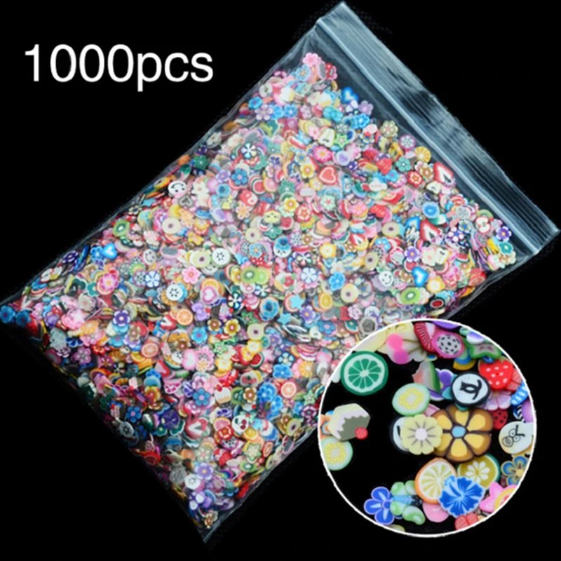 1000pcs Soft Fruit Clay Slices for Slime & Nail Art Decor